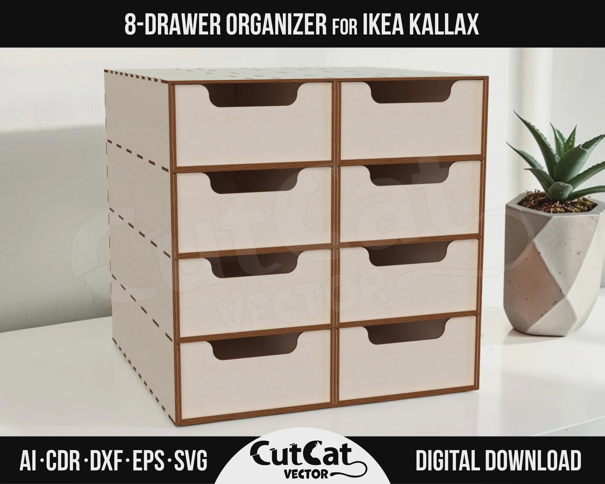 Kallax 8 Drawer Organizer laser cut file
