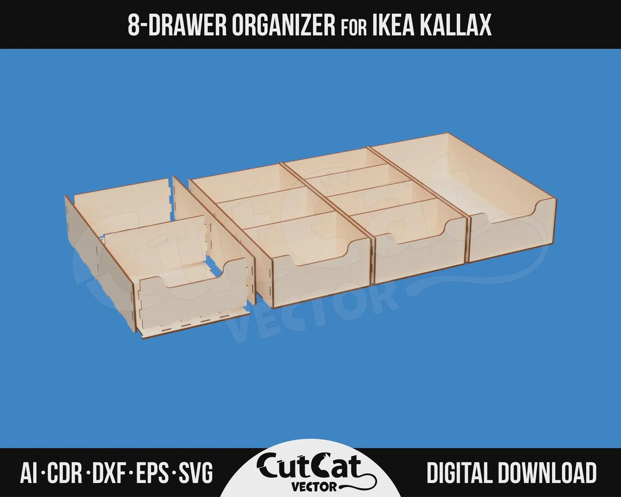 Kallax 8 Drawer Organizer laser cut file – view 4