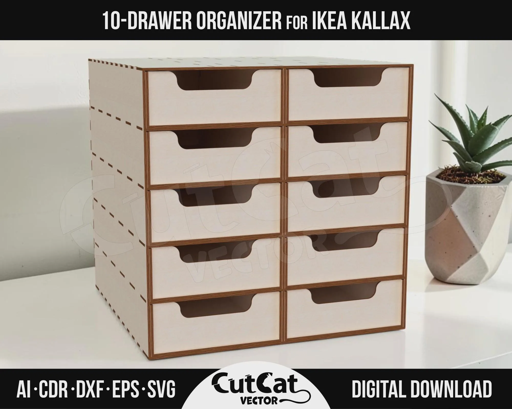 Kallax 10 Drawer Organizer laser cut file