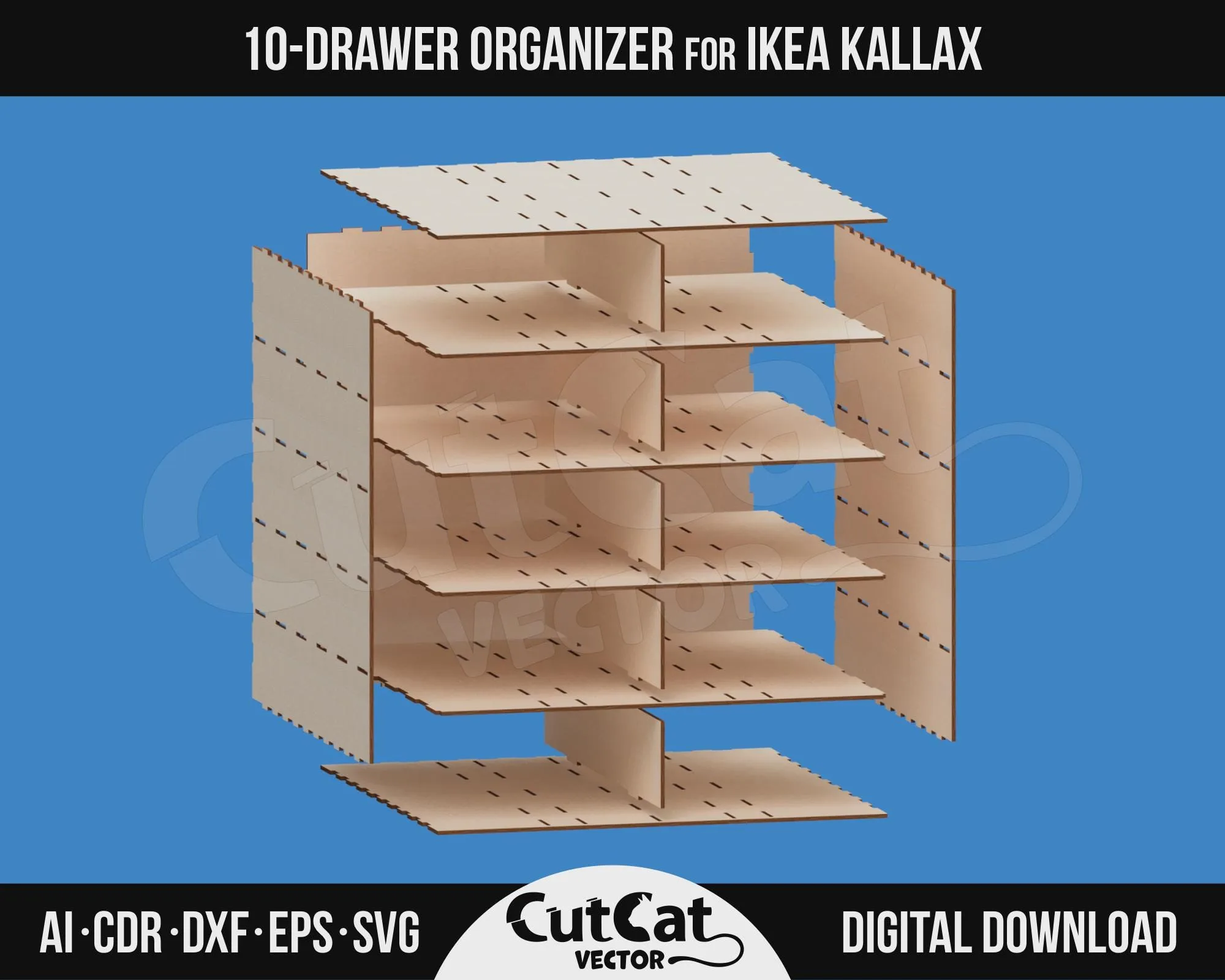 Kallax 10 Drawer Organizer laser cut file – view 5