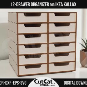 Kallax 12 Drawer Organizer – Style A laser cut file