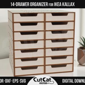 Kallax 12 Drawer Organizer – Style C laser cut file