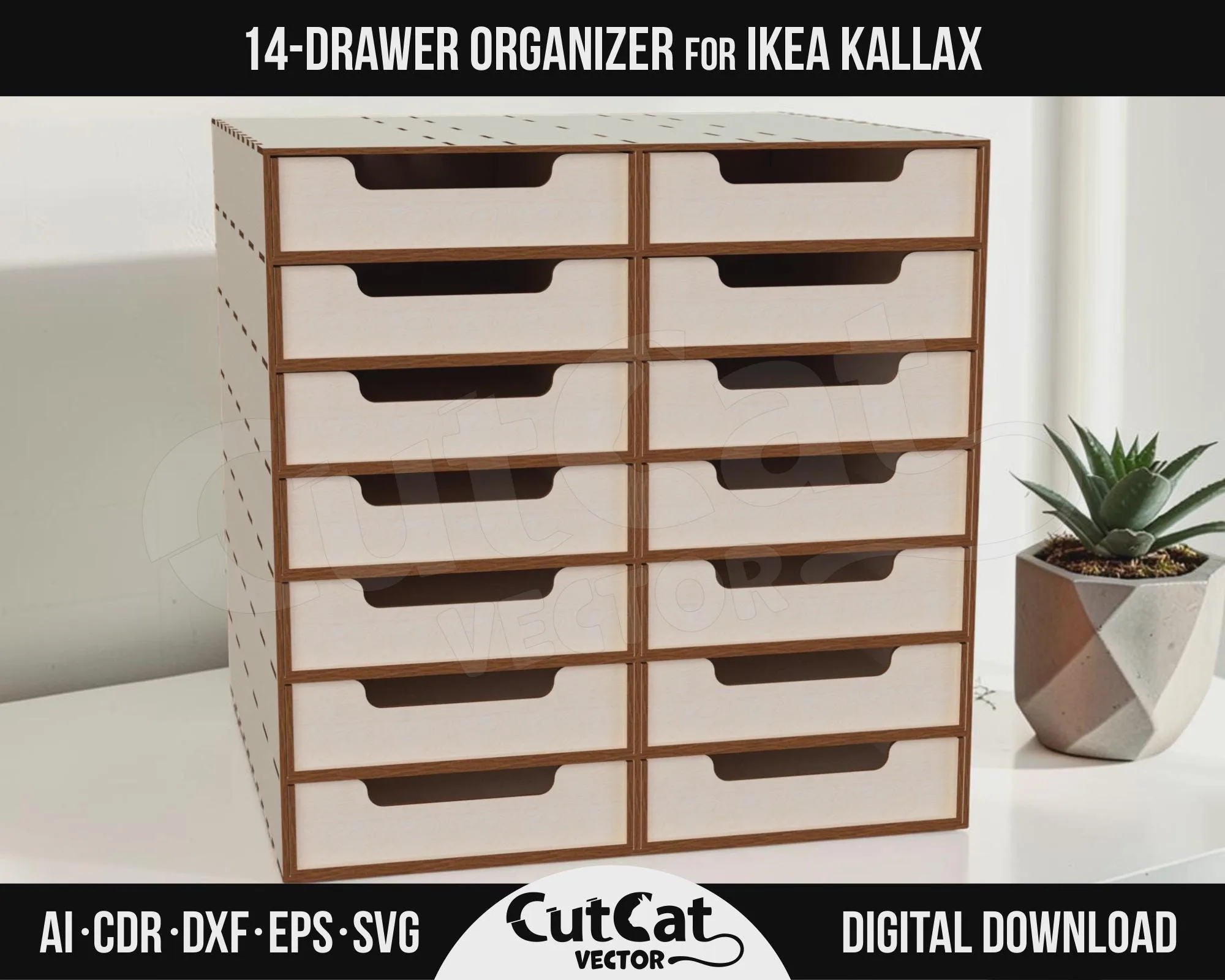 Kallax 12 Drawer Organizer – Style C laser cut file