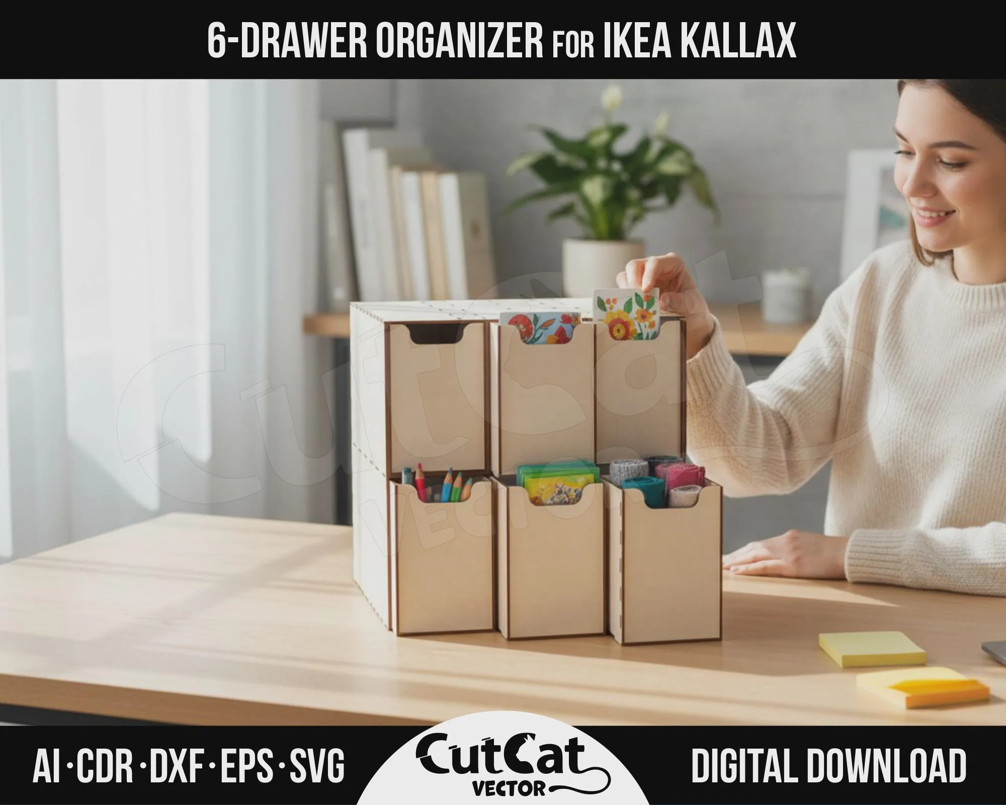 Kallax 6 Drawer Organizer laser cut file – view 3