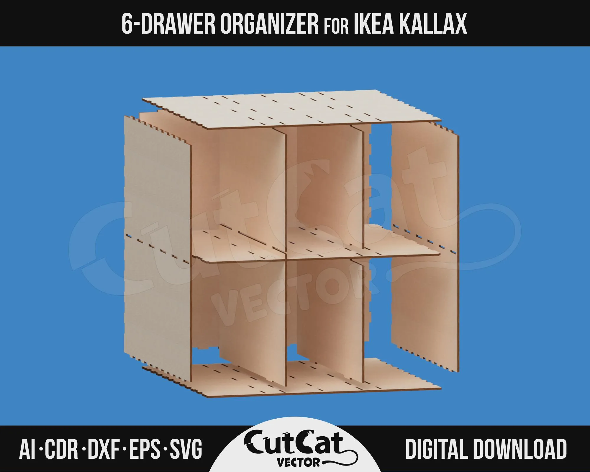 Kallax 6 Drawer Organizer laser cut file – view 5