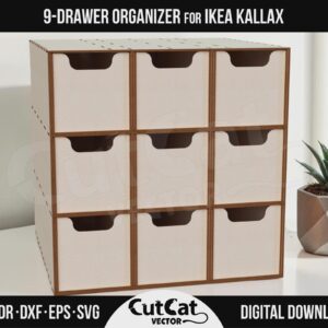 Kallax 9 Drawer Organizer laser cut file
