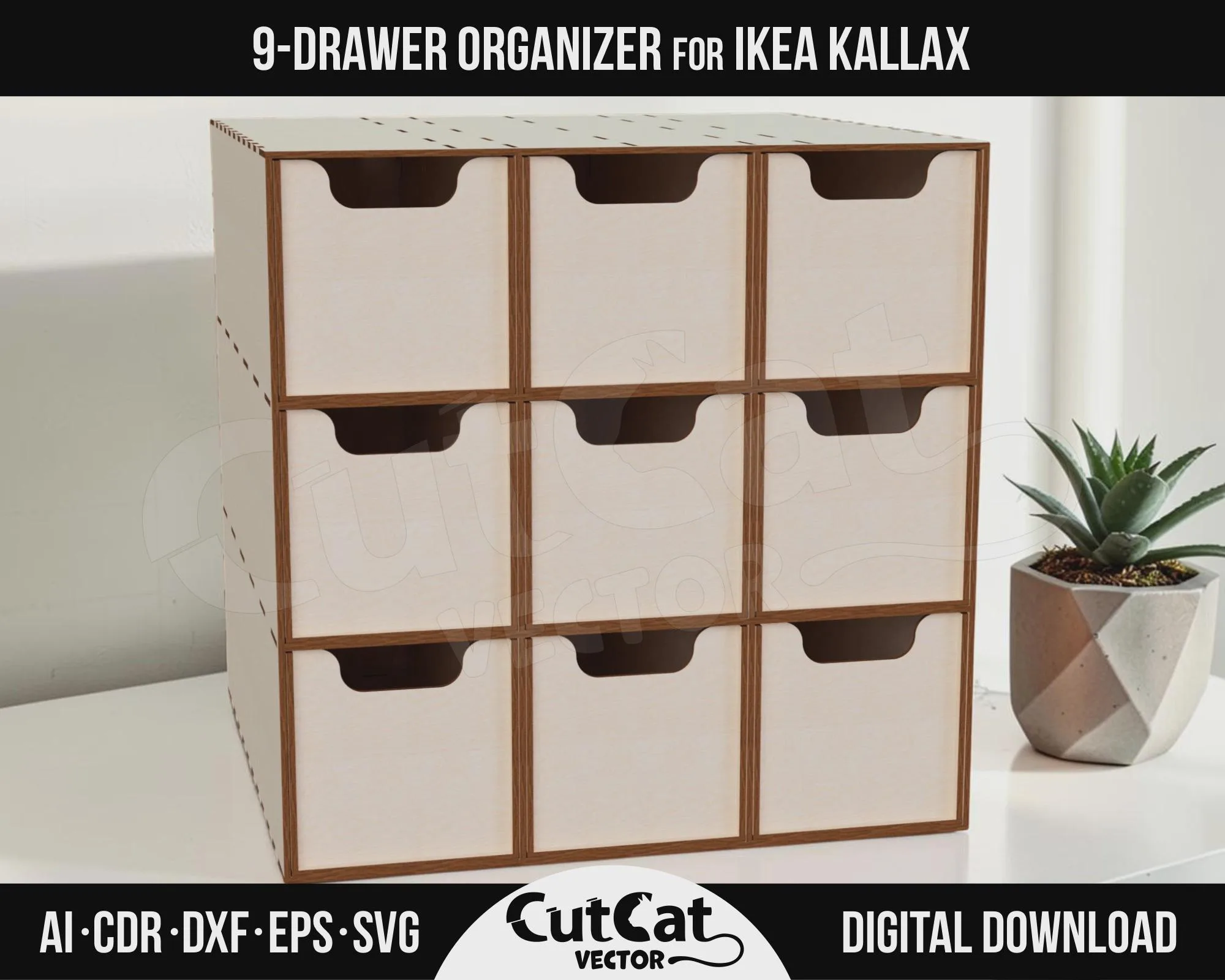 Kallax 9 Drawer Organizer laser cut file