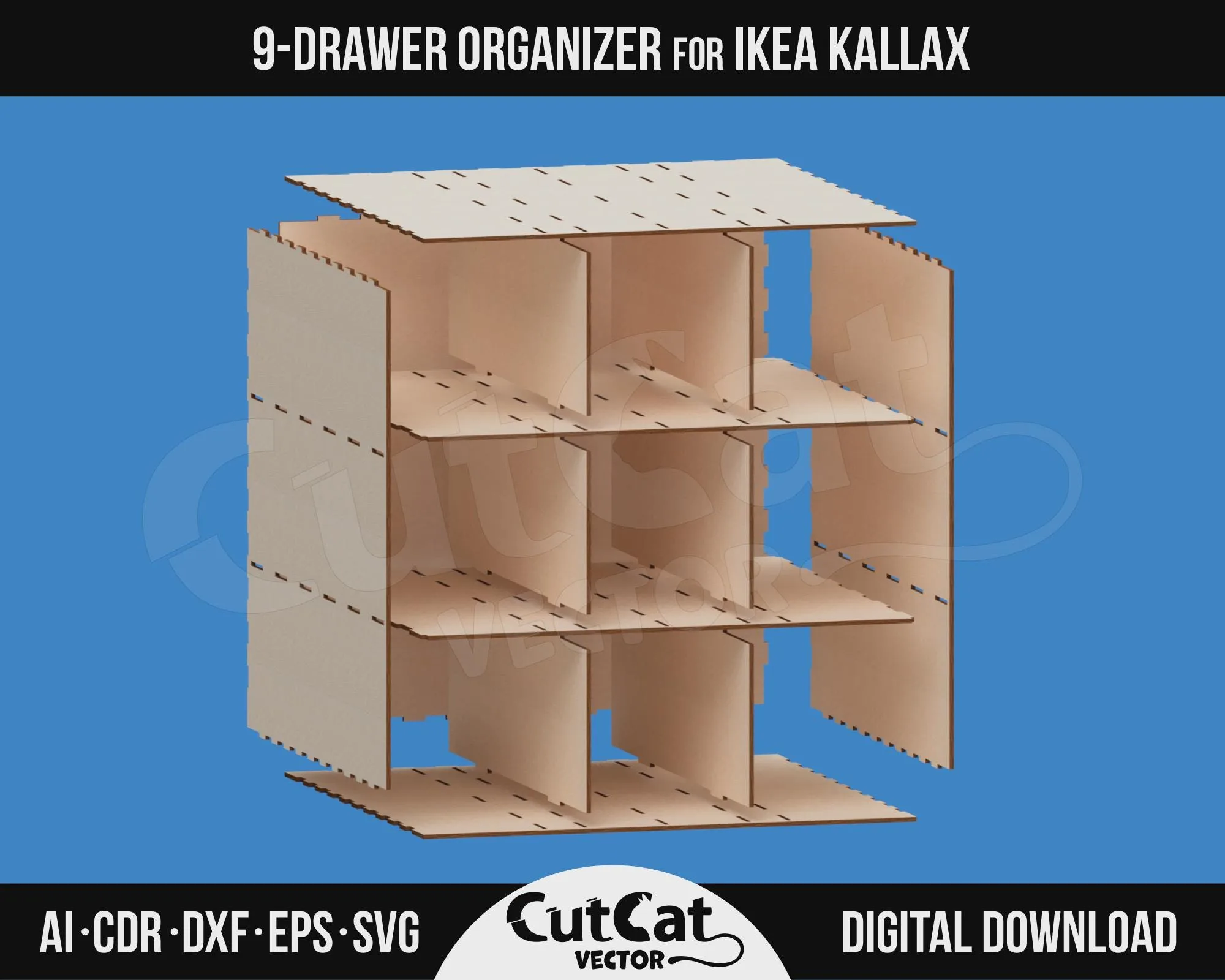 Kallax 9 Drawer Organizer laser cut file – view 5