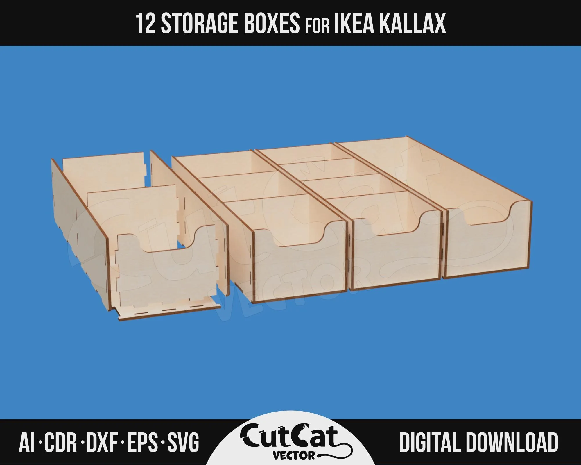 Kallax 12 Storage Box Organizer laser cut file – view 4