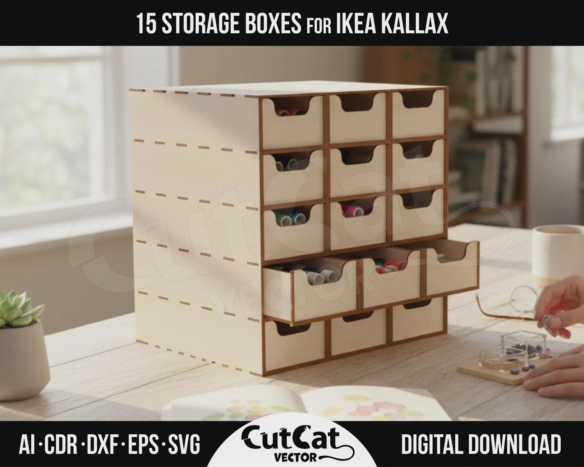 Kallax 15 Storage Box Organizer laser cut file