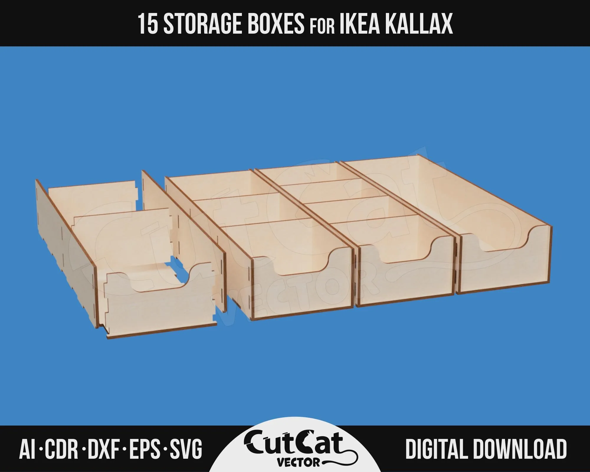 Kallax 15 Storage Box Organizer laser cut file – view 4