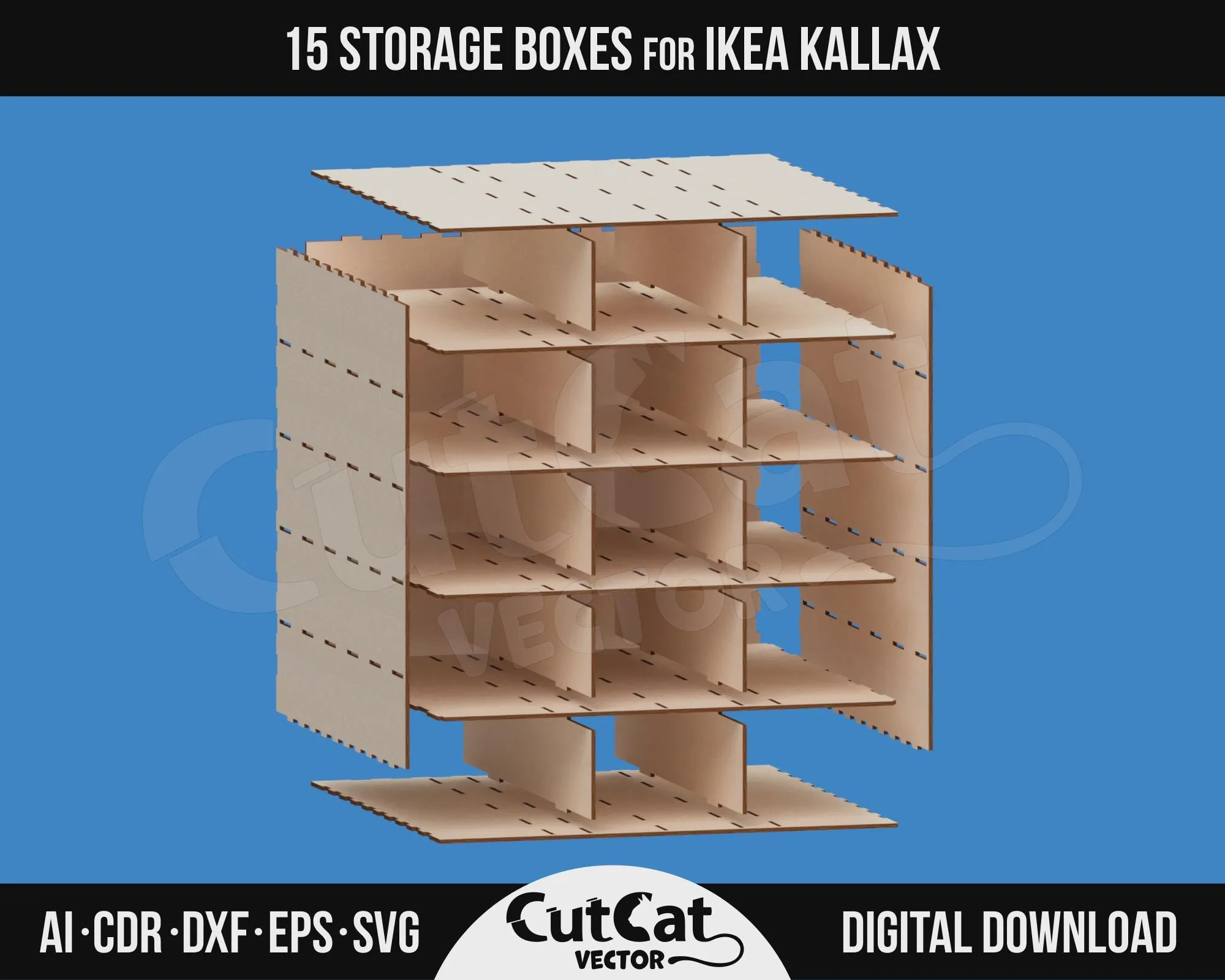 Kallax 15 Storage Box Organizer laser cut file – view 5