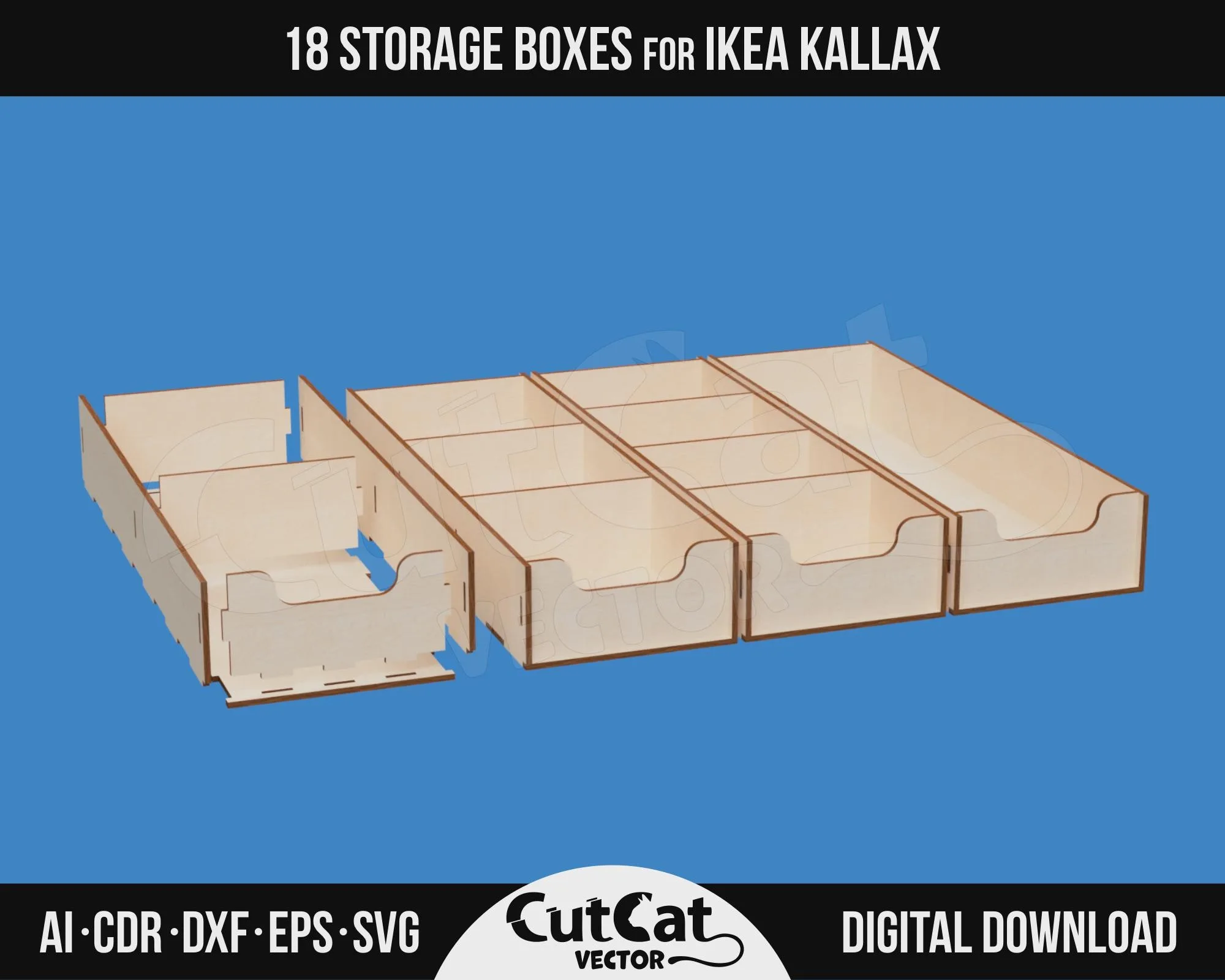 Kallax 18 Drawer Organizer laser cut file – view 4