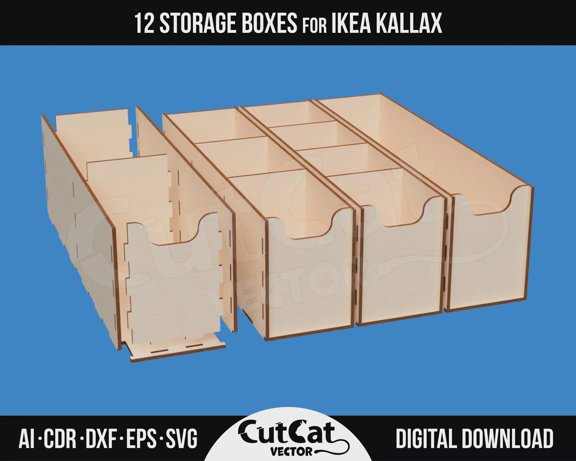 Kallax 12 Drawer Organizer – Style B laser cut file – view 5