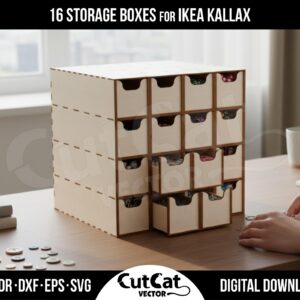 Kallax 16 Drawer Storage Cabinet laser cut file
