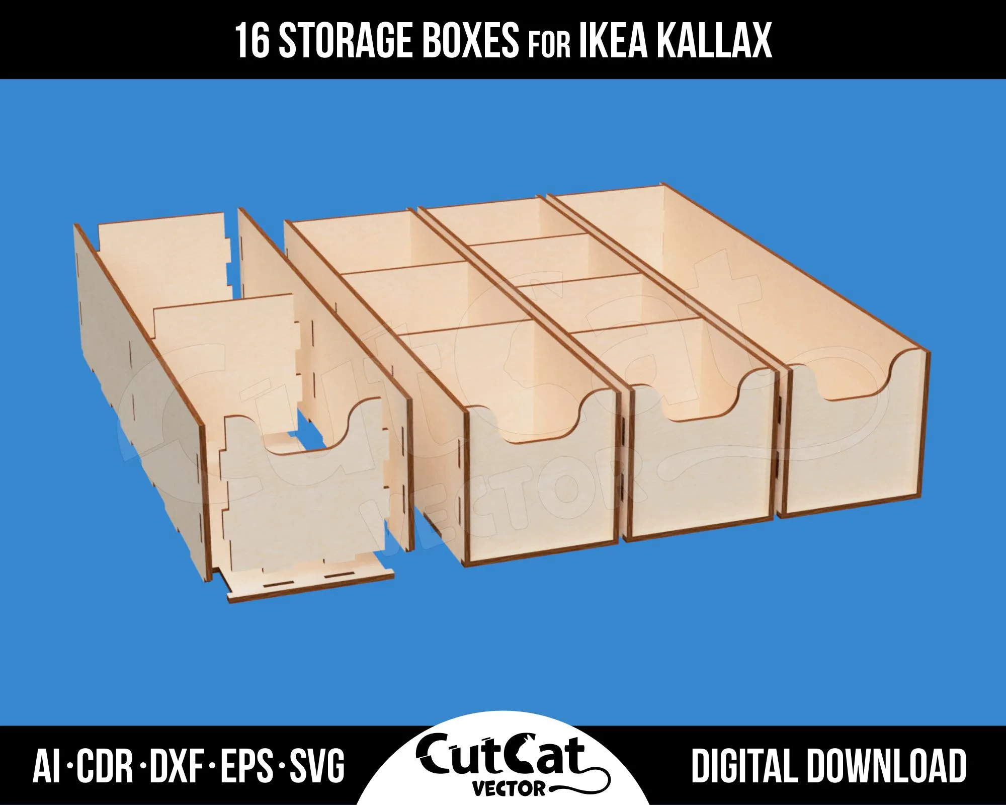 Kallax 16 Drawer Storage Cabinet laser cut file – view 6