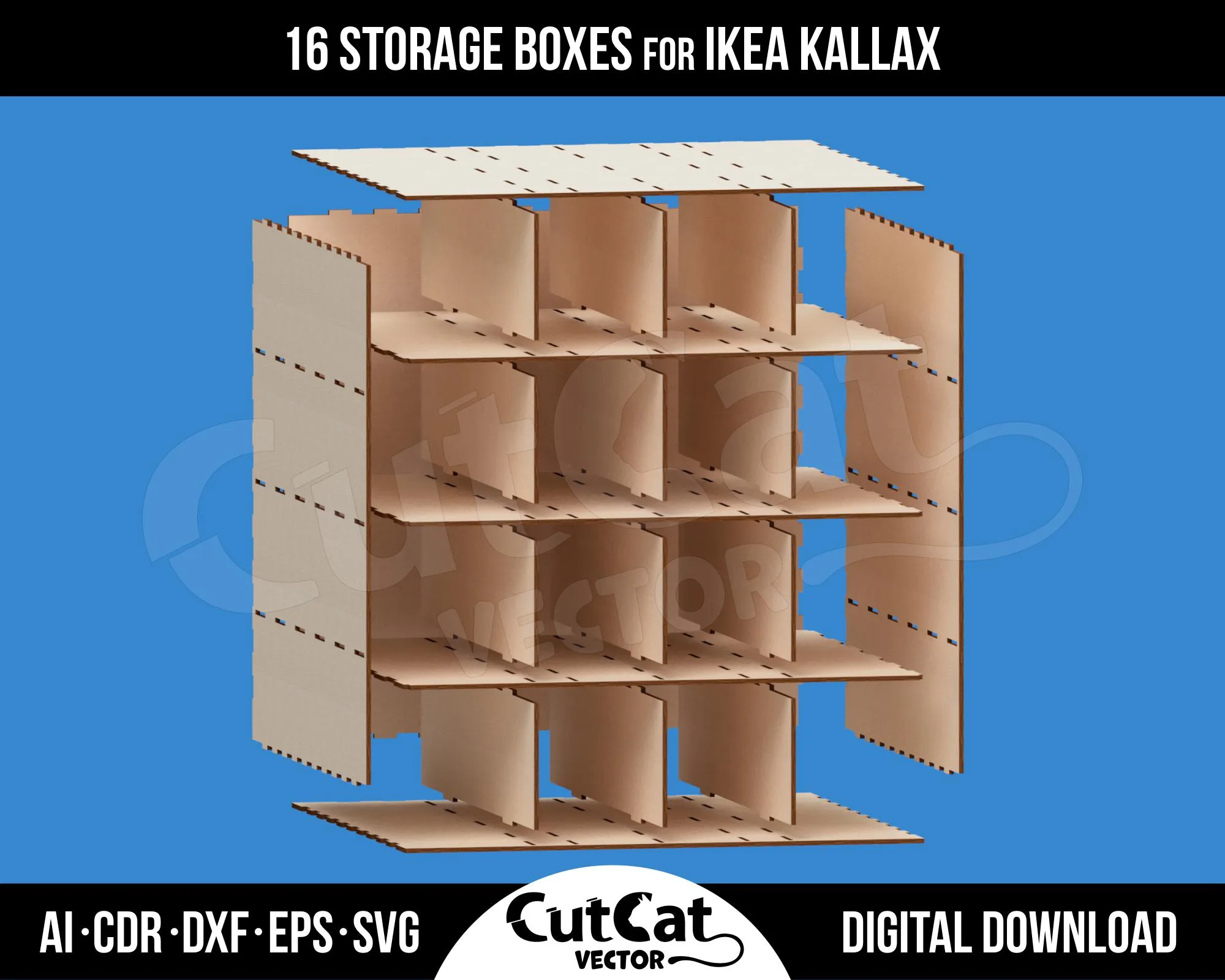 Kallax 16 Drawer Storage Cabinet laser cut file – view 5