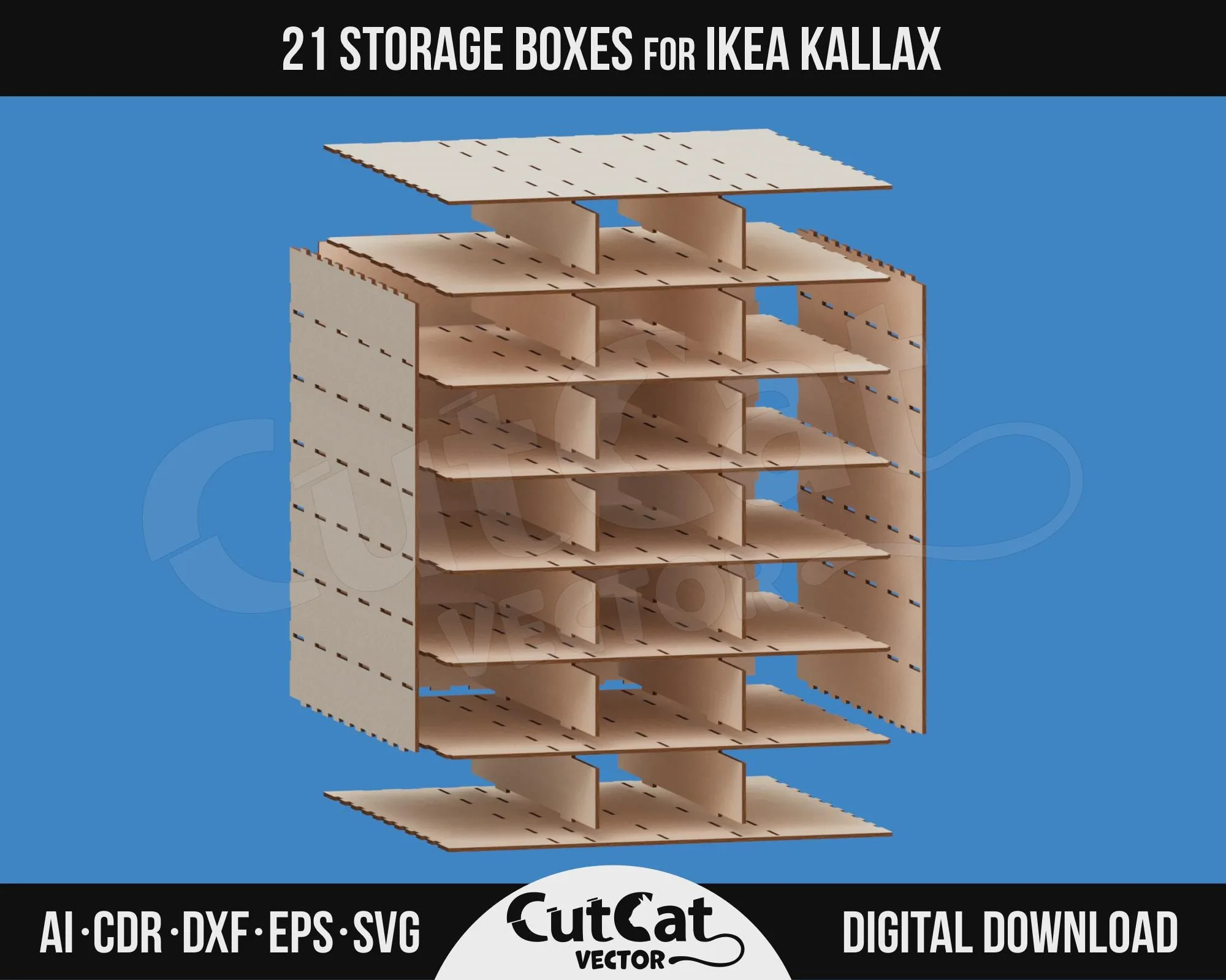 Kallax 21 Drawer Organizer laser cut file – view 5