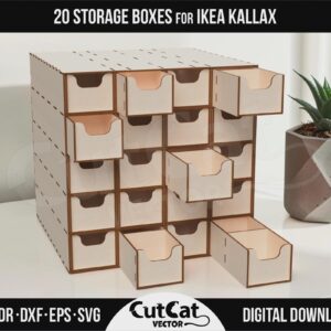 Kallax 20 Drawer Storage Cabinet laser cut file