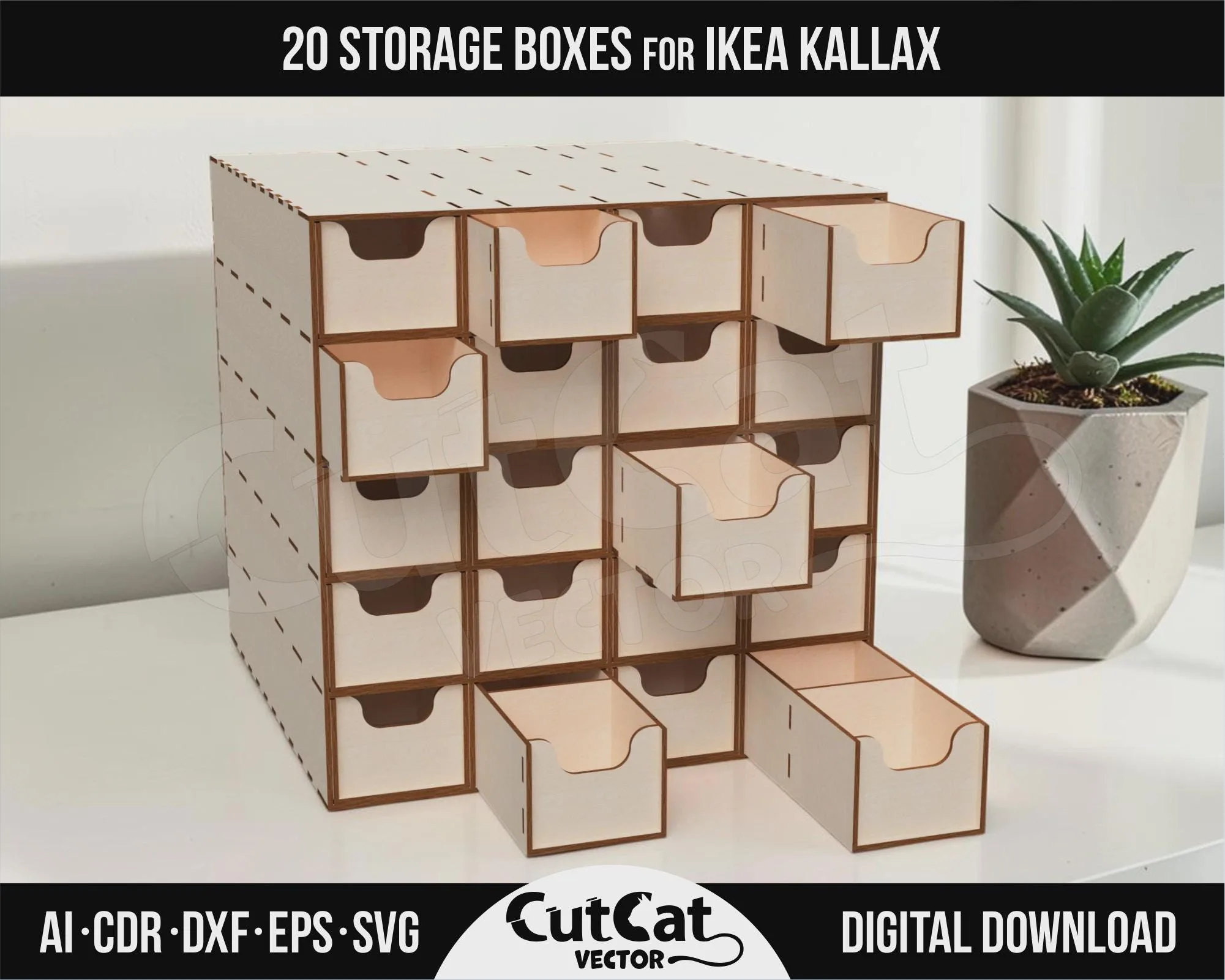 Kallax 20 Drawer Storage Cabinet laser cut file