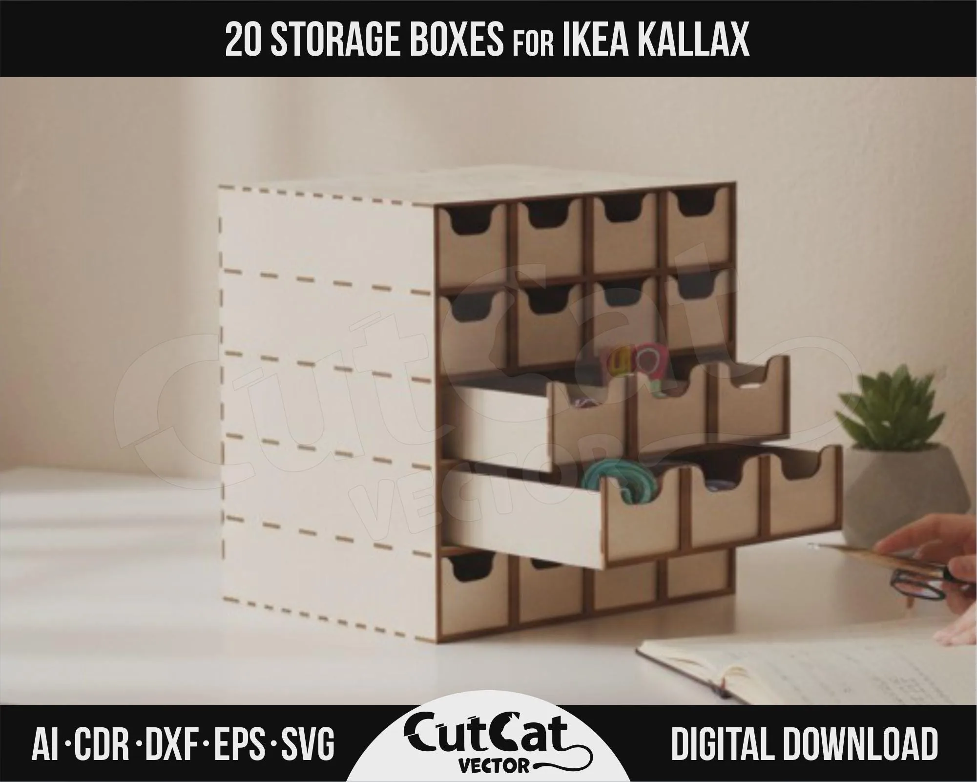 Kallax 20 Drawer Storage Cabinet laser cut file – view 4
