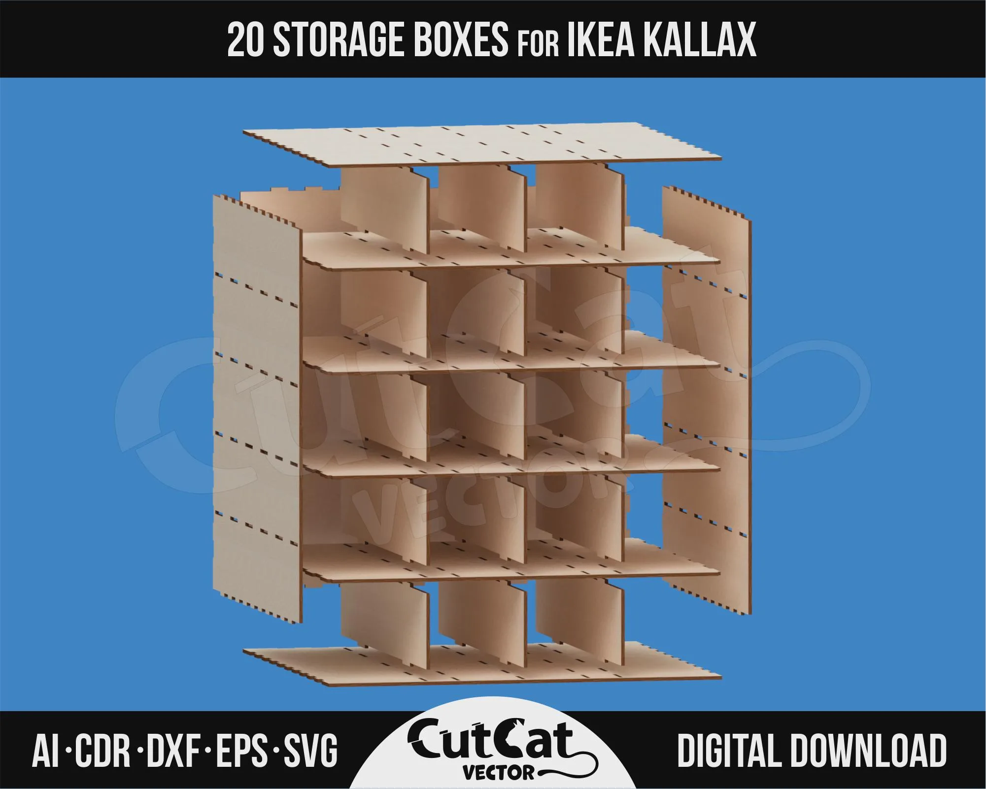 Kallax 20 Drawer Storage Cabinet laser cut file – view 5