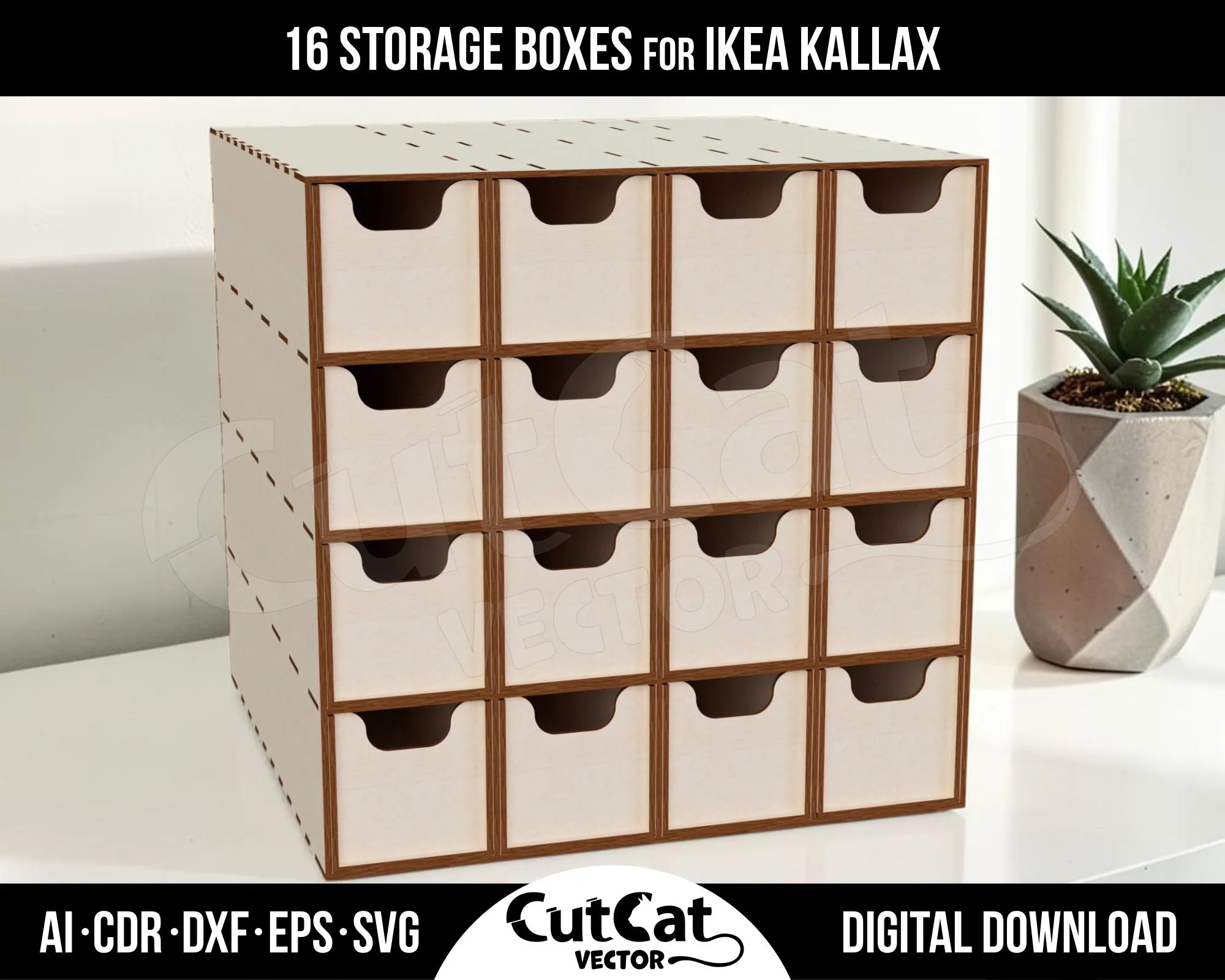 Kallax 16 Drawer Storage Cabinet laser cut file – view 2