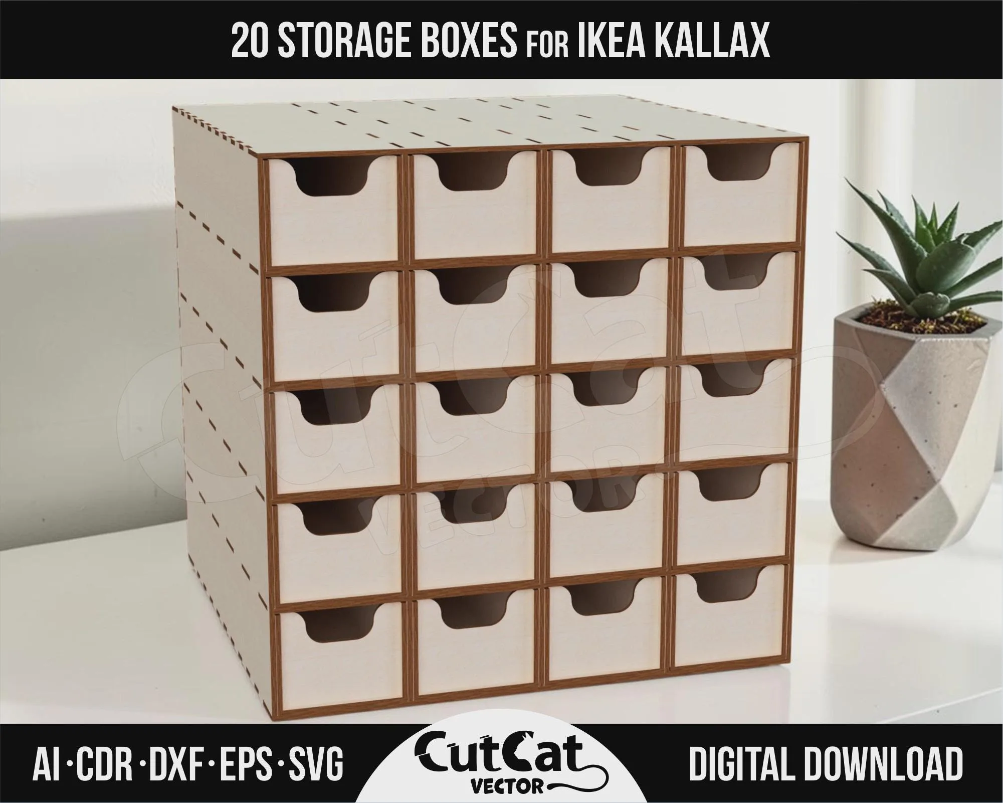 Kallax 20 Drawer Storage Cabinet laser cut file – view 2