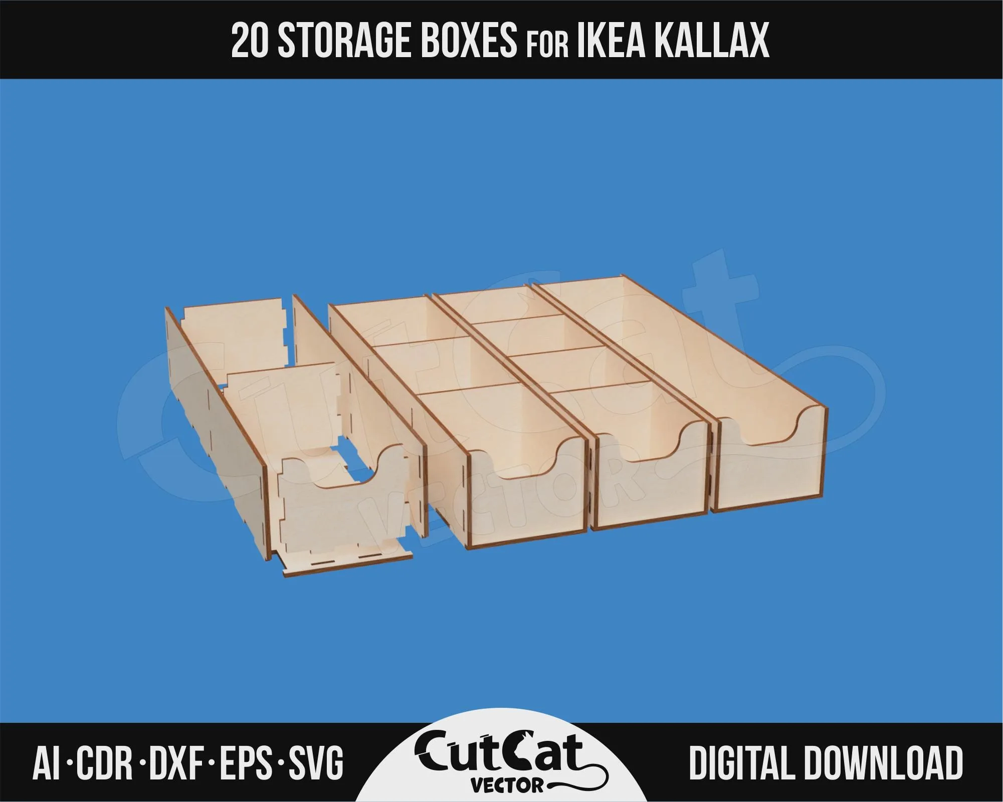 Kallax 20 Drawer Storage Cabinet laser cut file – view 6